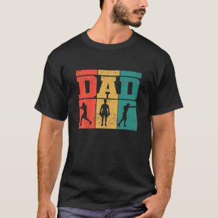Vintage Retro Boxing Dad Silhouette Boxer Daddy Fa T-Shirt