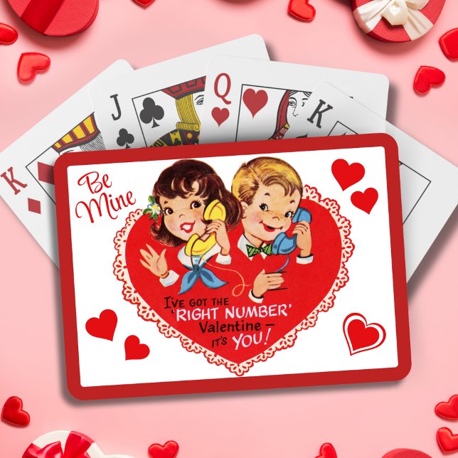 Vintage Retro Boy Girl Valentine's Day Playing Cards (Vintage Retro Boy Girl Valentine's Day Playing Cards)