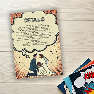 Vintage Retro Bride & Groom Pop Art Comic Wedding Enclosure Card