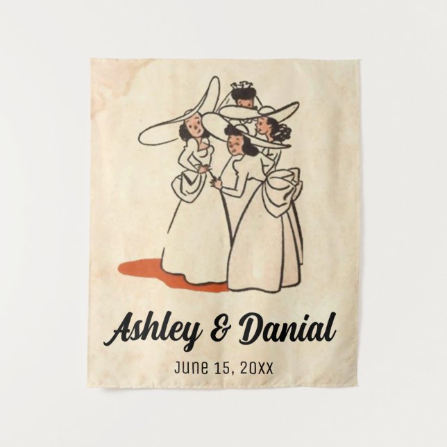 Vintage Retro Bridesmaids 50s Old Wedding Tapestry (Front)