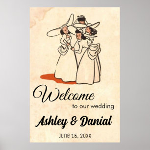 Vintage Retro Bridesmaids Classic Rustic Wedding Poster