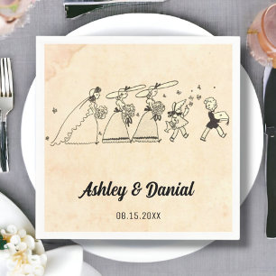 Vintage Retro Bridesmaids Old Comic Rustic Wedding Napkin
