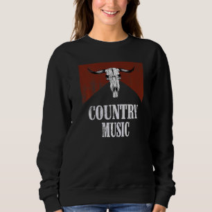 Vintage Retro Bull Skull Western Country Music Sweatshirt