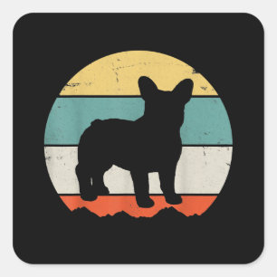 Vintage Retro Bulldog Gift For Dog Dad Dog Mum Square Sticker
