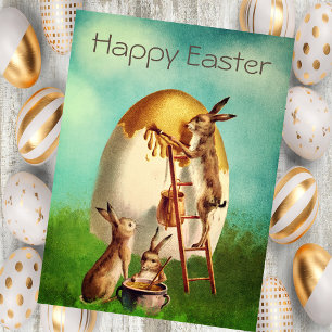 Vintage Retro Bunny Egg Easter Holiday Card