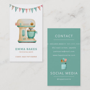 Vintage Retro Cake Mixer Bakery Pastry Chef Business Card