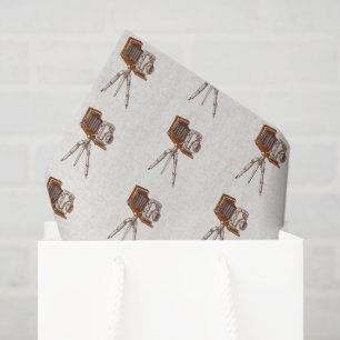 Vintage Retro Camera Tripod Linen Texture Pattern Tissue Paper