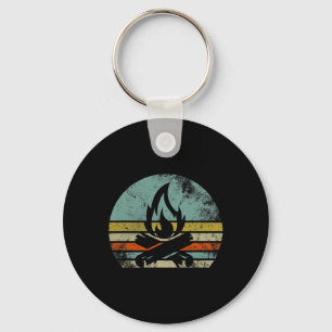 Vintage Retro Campfire Fire Funny Camping Shirt Ca Key Ring