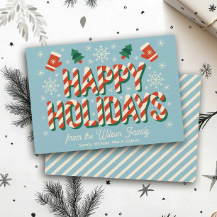 Vintage Retro Candy Cane Cozy Happy Holiday Card