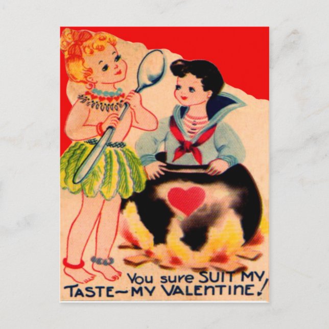 Vintage Retro Cannibal Valentine Card (Front)