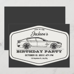 Vintage retro car birthday invitation
