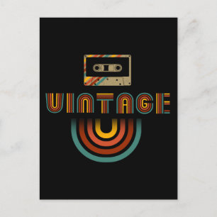 Vintage Retro Cassette Tape Recorder Postcard