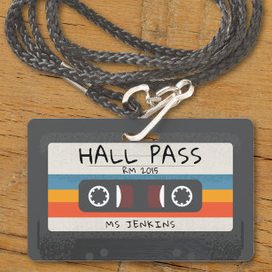 Vintage Retro Cassette Tape School Hall Pass ID Badge