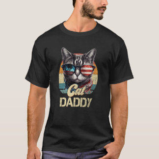 Vintage Retro Cat Daddy Best Dad Funny Fathers Day T-Shirt