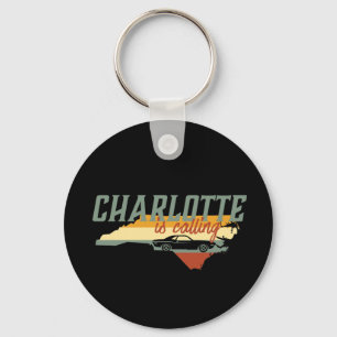 Vintage Retro Charlotte North Carolina US City Map Key Ring