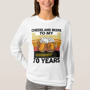 Vintage Retro Cheers and Beers To My 70 Years Birt T-Shirt