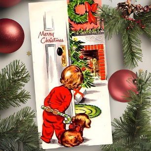 Vintage Retro Child On Christmas Morning Custom Holiday Card