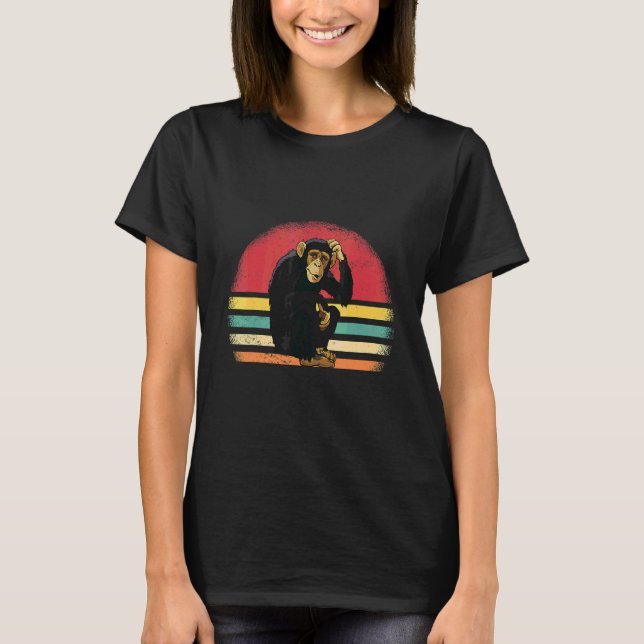 Vintage Retro Chimpanzee Monkey T-Shirt (Front)