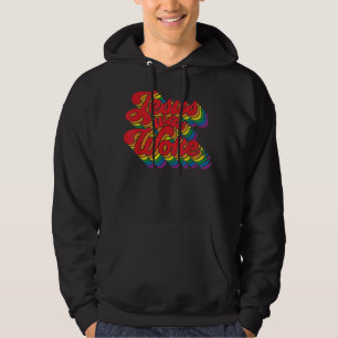 Vintage Retro Christian Ally Pride Rainbow Jesus W Hoodie