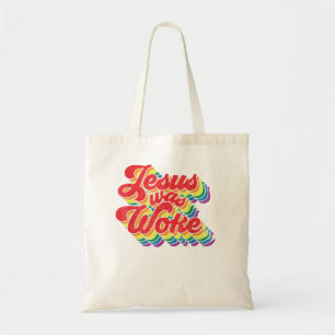 Vintage Retro Christian Ally Pride Rainbow Jesus W Tote Bag