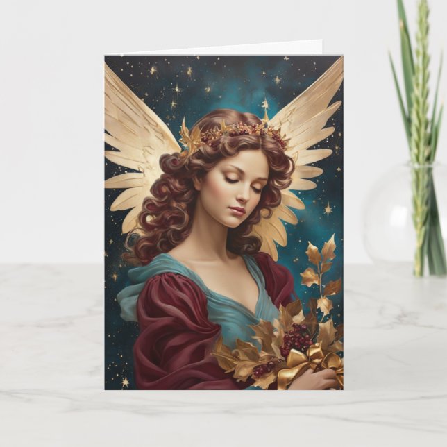 Vintage Retro Christmas Angel  Card (Front)