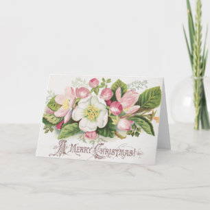 Vintage Retro Christmas Card, Apple Blossoms Card