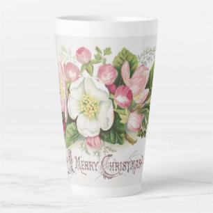Vintage Retro Christmas Card, Apple Blossoms Latte Mug