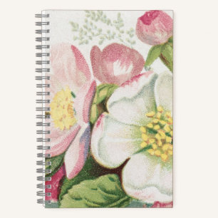 Vintage Retro Christmas Card, Apple Blossoms Notebook
