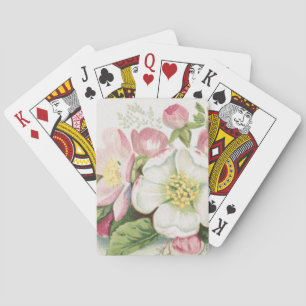 Vintage Retro Christmas Card, Apple Blossoms Playing Cards