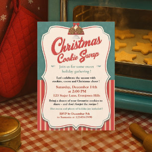 Vintage Retro Christmas Cookie Swap  Invitation