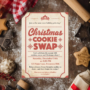 Vintage Retro Christmas Cookie Swap  Invitation
