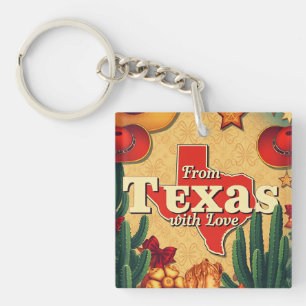 Vintage Retro Christmas  From Texas with Love Key Ring