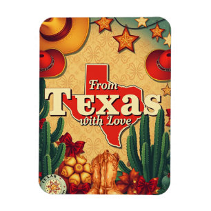 Vintage Retro Christmas From Texas with Love Magnet