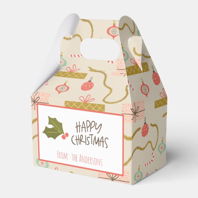 Vintage Retro Christmas Gifts Favour Box (Front Side)