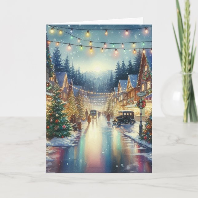 Vintage Retro Christmas Greeting Card (Front)