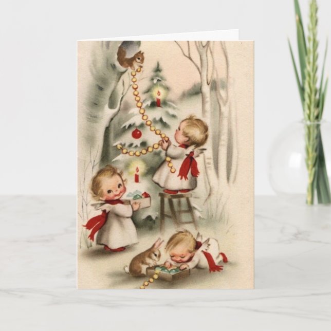 Vintage Retro Christmas Greeting Card (Front)
