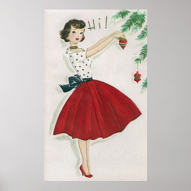 Vintage retro Christmas Holiday lady poster (Front)