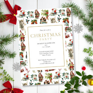 Vintage Retro Christmas Holiday Party Invitation