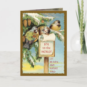 Vintage Retro Christmas Joy to the World Holiday Card
