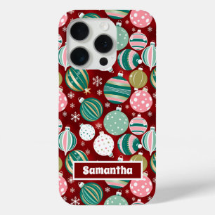 Vintage Retro Christmas Ornaments and Snowflakes iPhone 15 Pro Case