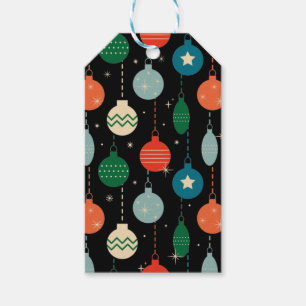 Vintage Retro Christmas Ornaments Pattern Gift Tags