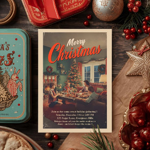 Vintage Retro Christmas Party Invitation