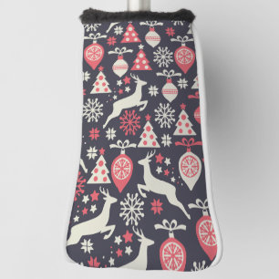 Vintage Retro Christmas Pattern Holiday Golf Head Cover