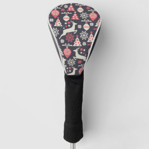 Vintage Retro Christmas Pattern Holiday Golf Head Cover