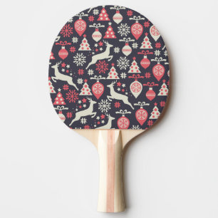 Vintage Retro Christmas Pattern Holiday Ping Pong Paddle