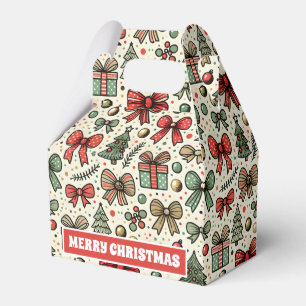 Vintage Retro Christmas Polka Dots Bows Pattern Favour Box