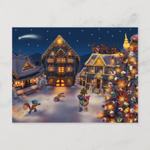 Vintage Retro Christmas Postcard