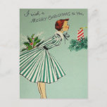Vintage Retro Christmas Postcard<br><div class="desc">"I wish a Merry Christmas to you" Vintage Retro Christmas Postcard. This Christmas send your warm wishes to friends and family with this postcard.</div>