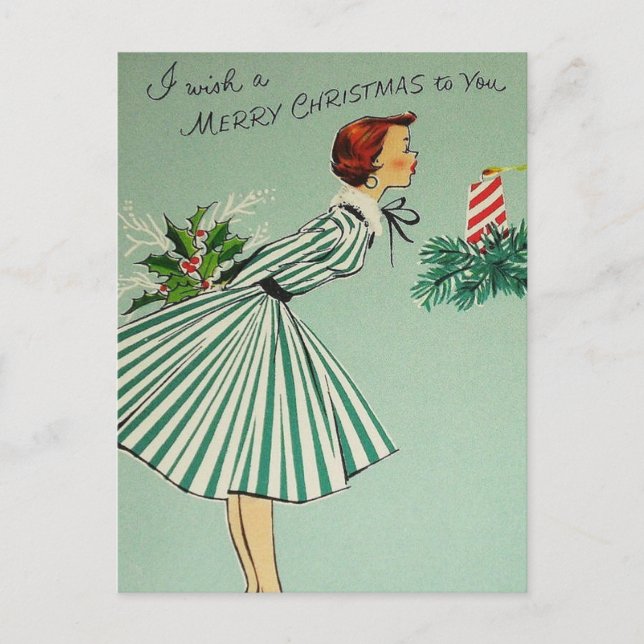 Vintage Retro Christmas Postcard (Front)