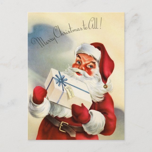 Vintage Retro Christmas Postcard (Front)